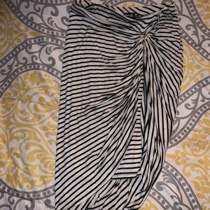 Black and White Striped Knot Skirt